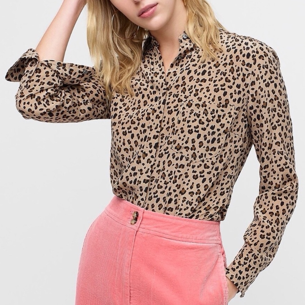 NWT J. Crew silk top in leopard 4